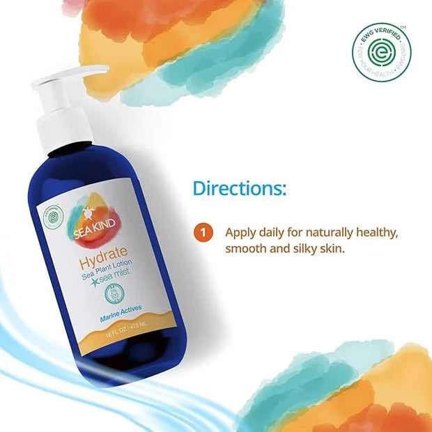 All Natural Hydrate Sea Mist Sea Plant Hand and Body Lotion for Women and Men, Essential Oil Scent, 16 Fl Oz, Non Comedoge...