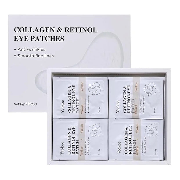 Under Eye Patches for Dark Circles,Puffy Eyes,20 Pairs Face Masks SkinCare With Collagen and Retinol for Anti wrinkles Smo...