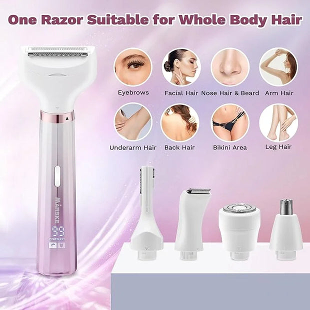 Electric Razors Shavers for Women, Bikini Trimmer 5 in 1 Electric Shaver Razor for Women, Wet/Dry Face Razors for Face Nos...