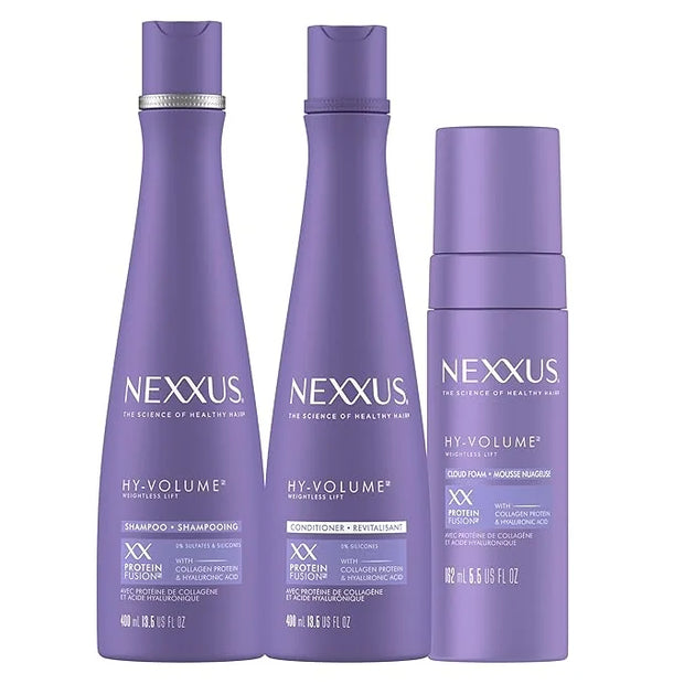 Nexxus HY-VOLUME Weightless Lift Shampoo, Conditioner & Foam 3 Pack PROTEIN FUSION with Collagen Protein & Hyaluronic Acid...