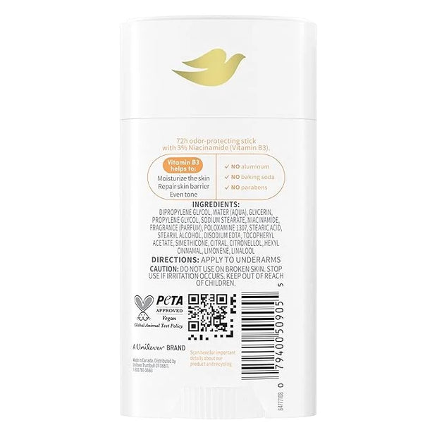 Dove VitaminCare+ Aluminum Free Deodorant Stick for 72H Odor Protection Peaches & Shea Butter Breathable Deodorant for Wom...