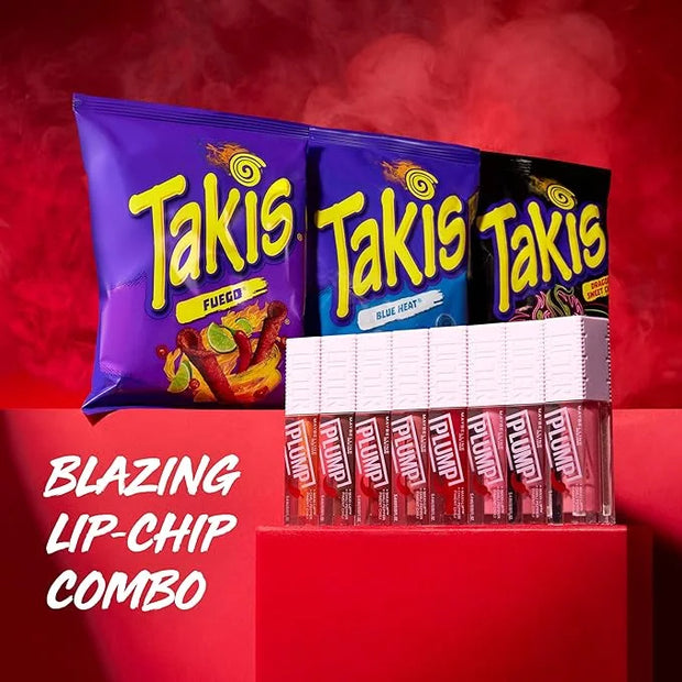 MAYBELLINE Lifter Plump Lip Gloss and Takis Chips, Chili Pepper Lip & Chip Combo, Fun Hot Bundle Includes 1 Lip Plumper in...
