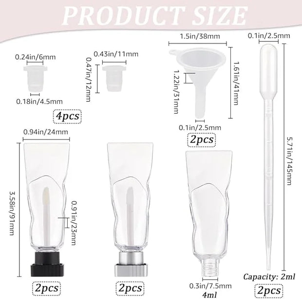 GORGECRAFT 4Pcs 4ml Lip Gloss Tubes Empty Refillable Soft Lipgloss Balm Tubes with Brush Glaze Container with Silver Black...