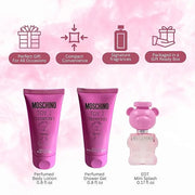 MOSCHINO Toy 2 Bubble Gum 3-Piece Set for Women, (0.17 Oz Eau De Toilette Splash + 0.8 Oz Bath Shower Gel + 0.8 Oz Body Lo...