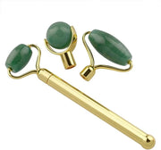 mookaitedecor Jade Roller Green Aventurine 3 in 1 Set Removable Replacement Rollers, Anti-Aging Massager Tool for Face and...