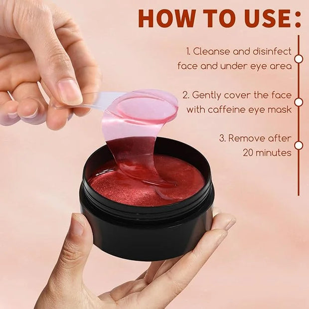 Caffeine Under Eye Masks, 60 Pcs Brightening Eye Patches for Dark Circles and Puffiness with Hyaluronic Acid, Reduce Dark ...