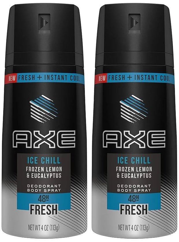 Axe Deodorant Body Spray - Ice Chill - Frozen Lemon & Eucalyptus - Net Wt. 4 OZ (113 g) Per Can - Pack of 2 Cans - Product...