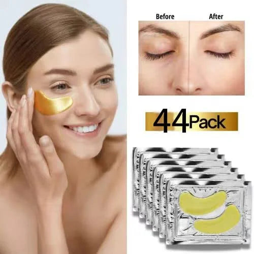 24K Gold Under Eye Patches (44 Pairs) – Collagen Masks for Dark Circles, Puffiness & Wrinkles – Skincare Treatment for Wom...