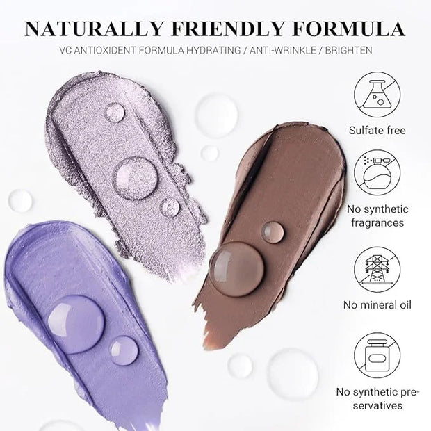 3PCS Eyeshadow Stick Sets,Pro Longwear Cream Eye Shadow Sticks Pencil Crayon,Eye Brightener Stick-Lilac Love - Product Image