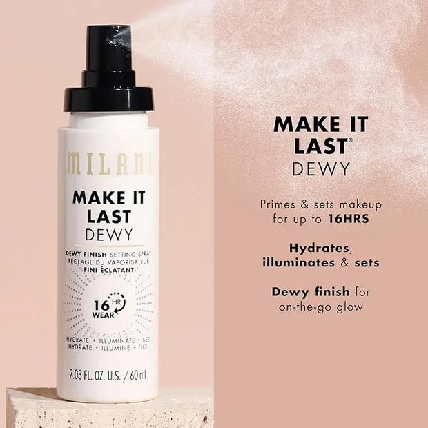 Milani Make It Last Dewy - Dewy Finish Setting Spray - 3 in 1- Hydrate + Illuminate + Set, Makeup Finishing Spray - Makeup...