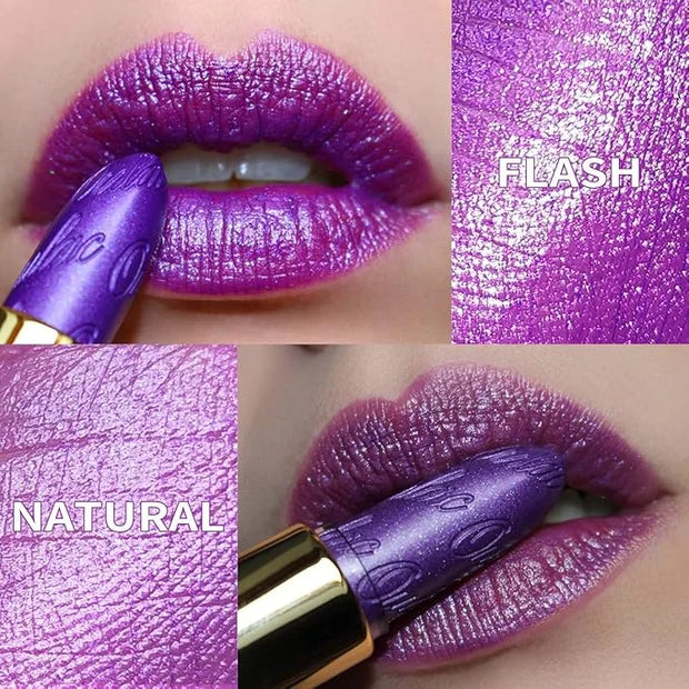 Oulac Purple Lipstick for Women with Metallic 3D Shine, Lightweight Hydrating Formula, High-Impact Lip Color, Vegan Beauty...