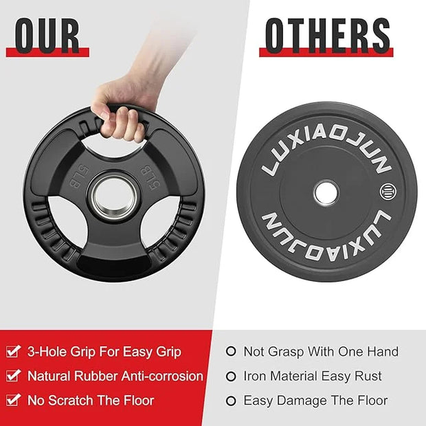 Holleyweb Weight Plates Olympic Rubber Grip Plates 2-Inch - Product Image
