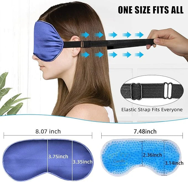 Cooling Sleep Mask w/Gel Eye Mask, Silk Eye Mask for Sleeping, Heated Eye Masks, Blindfold Eye Cover Sleeping Mask for Hom...