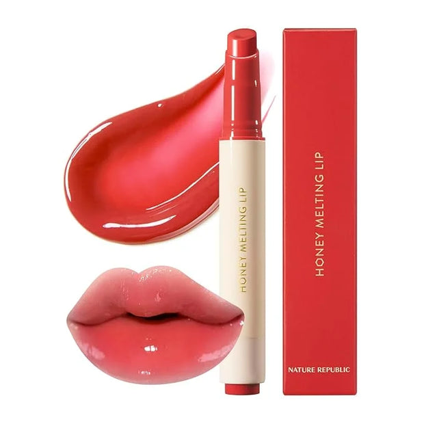 Nature Republic HONEY MELTING LIP (04 POMEGRANATE) SOFT LIP STICK, Hydrating Gloss, Moisturizing balms, Sheer tint, Shine ...