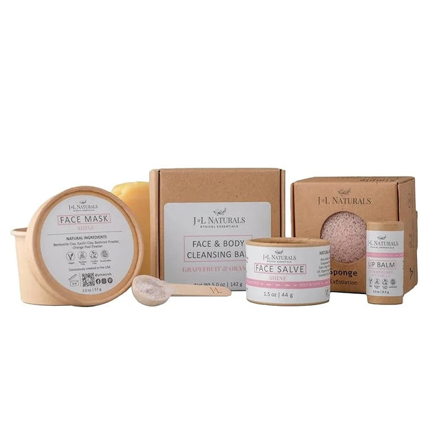 J&L Naturals Simple Skin Regimen Kit With Cleansing Bar, Face Salve, Konjac Sponge, Lip Balm | For Dull and Normal Skin | ...