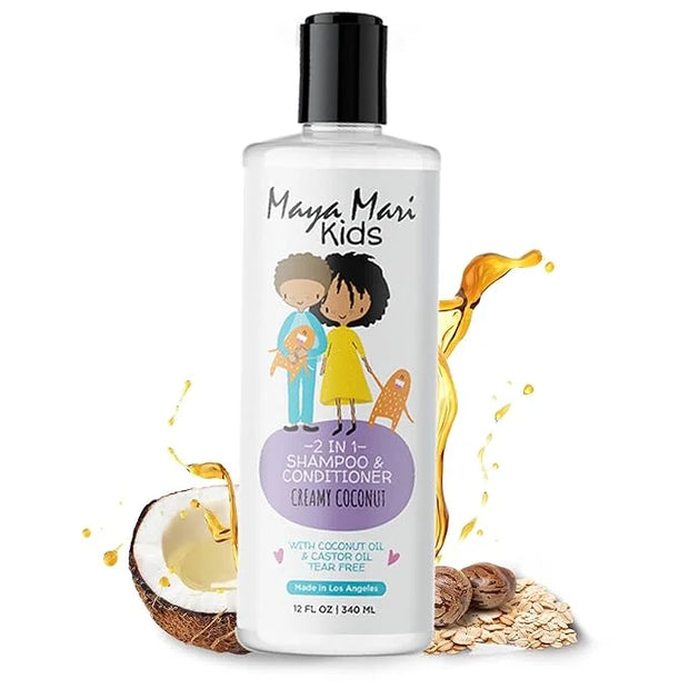 2 in 1 Natural Kids Shampoo and Conditioner, Tear Free | For Toddlers with Curly Hair | For All Kids Hair Types | Coconut ...
