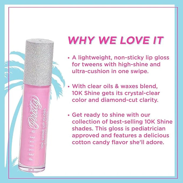 Petite 'N Pretty 10K Shine Lip Gloss for Girls (Gia Pink) - Makeup for Kids, Tweens, Teens - High Shine, Soft, Hydrating, ...