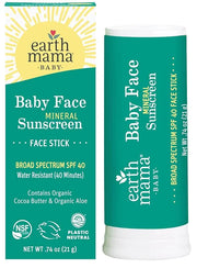 Earth Mama Baby Face Mineral Sunscreen Stick SPF 40 | Reef Safe, Non-Nano Zinc, Contains Organic Cocoa Butter & Aloe | Bab...