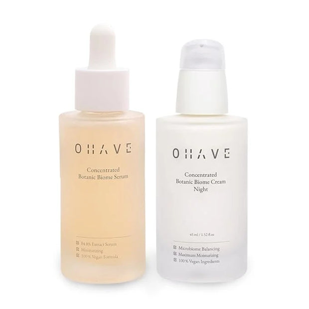 OHAVE Daily Night Skin Care Set- Serum and Night Cream - Vegan Formula Natural Ingredients For Firmness Skin - Product Image