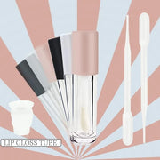COSIDEA 24 pcs Empty 5ml big brush lip gloss tube black round lipgloss tubes container with big doe foot wand cosmetic pac...