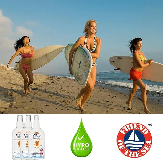 Safe Sea Jellyfish Sting-Blocking Sunscreen, SPF 40 Spray 4 Fl oz, Waterproof, Biodegradable, Coral Reef-Safe – Body and F...