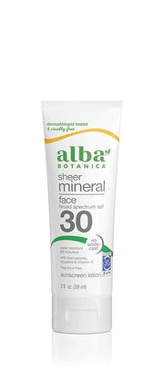 Alba Botanica Sunscreen for Face, Fragrance-Free Sheer Mineral Face Sunscreen Lotion, Broad Spectrum SPF 30, Water Resista...