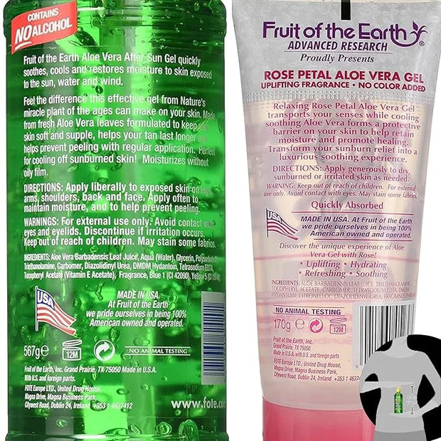 46oz Bulk Pack Fruit of the Earth Aloe Vera After Sun Gel, Set of 3, Pure Aloe Vera 100% Gel For Sunburn Relief, Includes ...