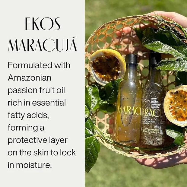 natura - Ekos Maracujá (Passion Fruit) Relieving Bundle - Triple Phase Shower Oil & Hand cream & Body Lotion - Vegan Skin ...