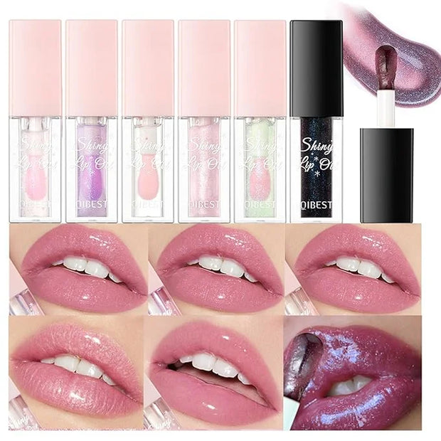 6PCS Color Changing Lip Oil Light Lipgloss Set, Moisturizing Hydrating Lip Glow Oil Lip Gloss Kit High Shine Lip Plumping ...