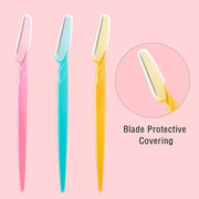 Boao 24 Pcs Eyebrow Razor Face Dermaplane Razor for Women and Men Fuzz Face Shaver Colorful Facial Shaper Trimmer with Pre...