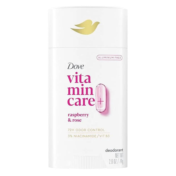 Dove VitaminCare+ Aluminum Free Deodorant Stick for 72H Odor Protection Raspberry & Rose Breathable Deodorant for Women 2....