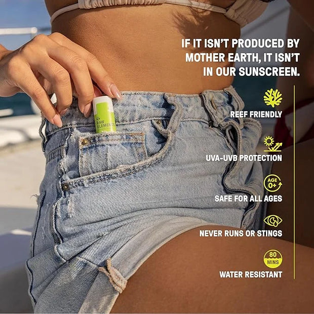 Raw Elements Organic Outdoor Sunscreen Lip Balm Rescue - SPF 30, UVA-UVB Protection, Reef-Safe, Non-Nano Zinc, Water Resis...