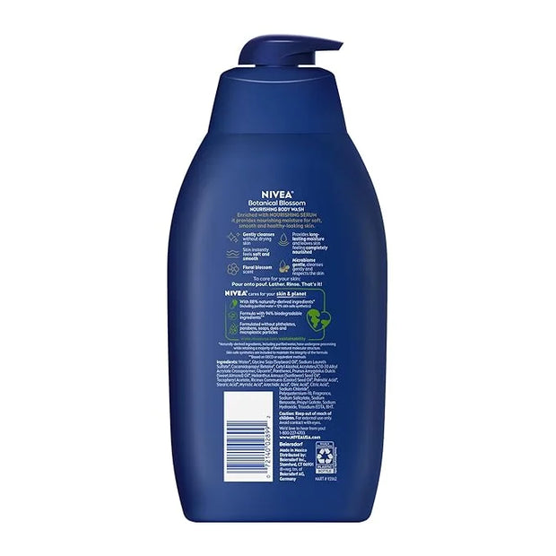 NIVEA Nourishing Botanical Blossom Body Wash with Nourishing Serum, Moisturizing Body Wash for Women, Enriched with Provit...