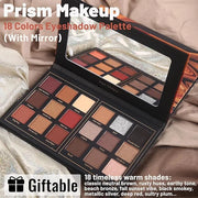 Prism Makeup Matte Eyeshadow Palette Pro 18 Colors Pigmented Shimmer Glitter Eye Shadow Palette, Long Lasting Waterproof S...