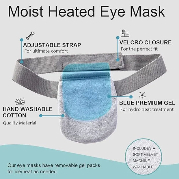 Single Moist Heat Eye Compress Pad, Microwavable, Eye Mask for Dry Eye, Good for Pink Eye, Blepharitis and Stye Eye, Reusa...
