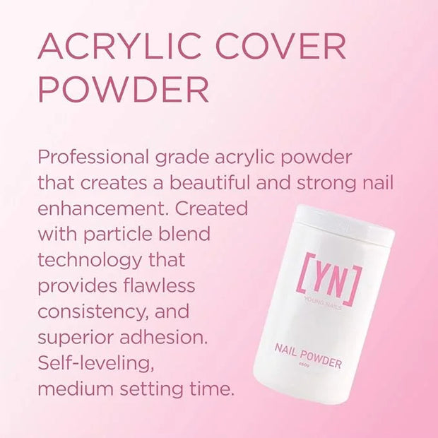 Young Nails Acrylic Cover Powder - Self-Leveling Acrylic Nail Powder, Clear Nude Pink White Acrylic Powder for Nail Extens...