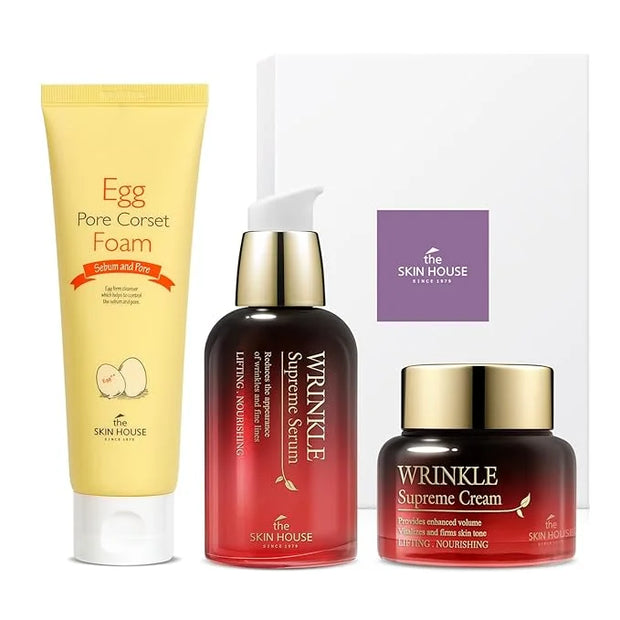 THE SKIN HOUSE Wrinkle Supreme Gift Set l Birthday Gifts, Korean Facial Skin Care, Wrinkles, Fine Lines, Nourishing l Red ...