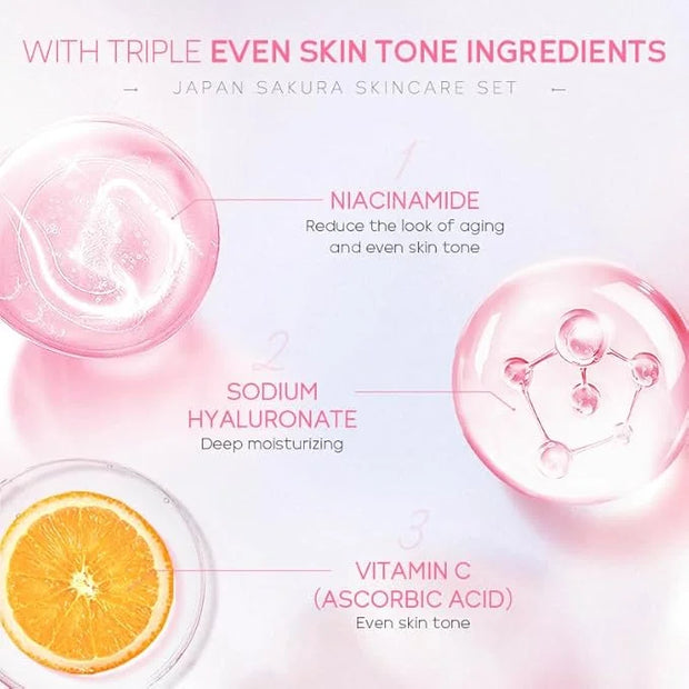 Travel Skincare Set for Women and Teens, Facial Skin Care Gift Set with Vitamin C & Cherry Blossom, Gentle Skin Cleaning &...
