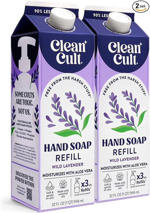 Cleancult Liquid Hand Soap Refills - Moisturizes Dry & Sensitive Skin - Made with Aloe Vera & Lavender Essential Oils - Wi...