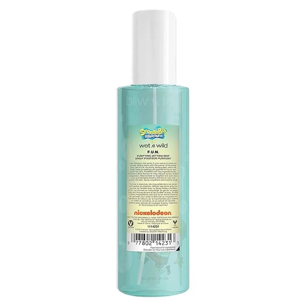 wet n wild SpongeBob SquarePants Purifying Setting Mist, 2-in-1 Face Cleanser & Makeup Setting Spray with Niacinamide & Ce...