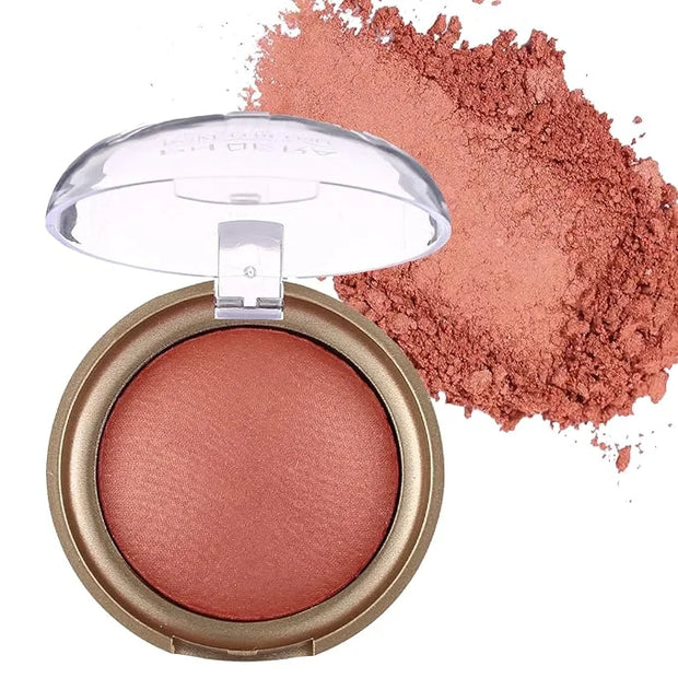 Baked Blush, Marbleized Blush for Cheeks, Shimmery Satin Finish Blushes Powder Palette, Buildable Color Natural Face Makeu...