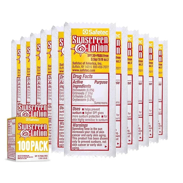 Sunscreen Lotion, SPF30 Protection and PABA Free, Individual Packets of Sunscreens (Pack of 100) – Travel Size Sun Screen ...