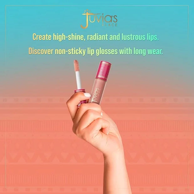 Juvia's Place Long Lasting Lip Gloss Reflect Barely There, Non-Sticky Luscious High Shine Glow, 16 oz, Light Neutral Beige...