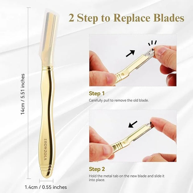 Dermaplane Razor for Women Face with 6 Refill Blades, Dermaplaning Tool Face Razors for Removes Facial Hair, Peach Fuzz, R...