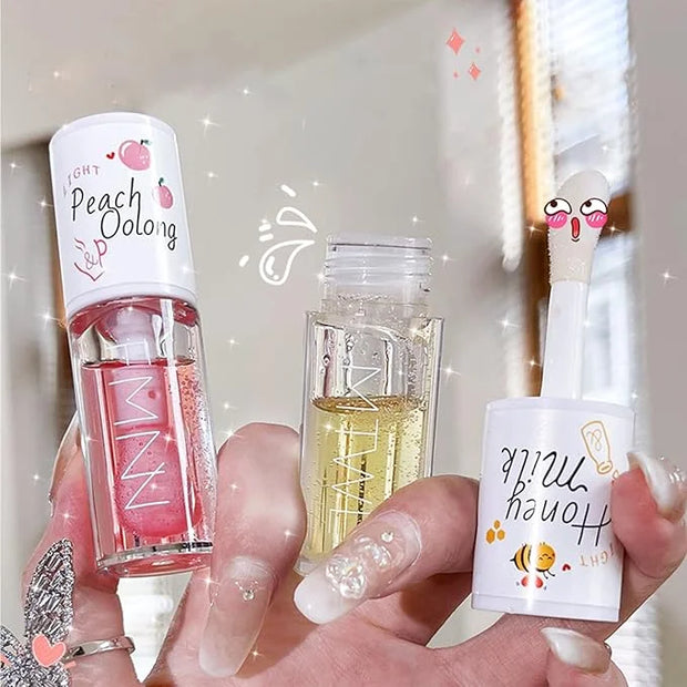Crystal Jelly Moisturizing Lip Oil 2Pcs Hydrating Lip Gloss Set Plumping Lip Oil Balm Long Lasting Glow Oil Lip Care Tools...