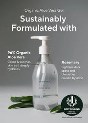 AROMATICA Organic Aloe Vera Gel 10.14oz/300ml, After Sun Care And Sunburn Relief with Pure Aloe Vera Gel Face&Hair, Sun Bu...
