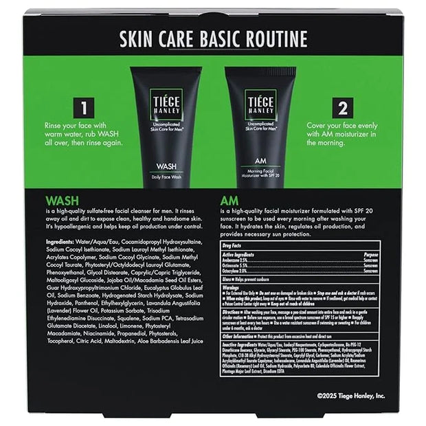 Tiege Hanley Men’s Basic Skin Care Set – Hydrating Face Wash & Daily Moisturizer with SPF 20 – Basic Facial Kit for Men – ...