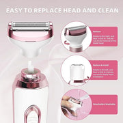 Electric Razors for Women, 4 in 1 Electric Women Shaver, Face Shavers Eyebrow Legs Armpit Bikini Area Pubic Underarms, Pai...