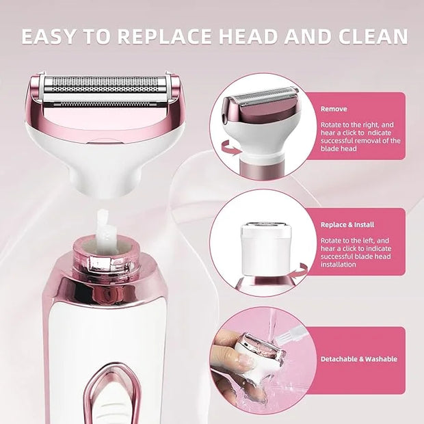 Electric Razors for Women, 4 in 1 Electric Women Shaver, Face Shavers Eyebrow Legs Armpit Bikini Area Pubic Underarms, Pai...
