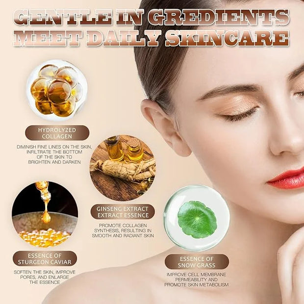 Luxurious Hydrating Skincare Gift Set with Cordyceps Extract - Includes Face Cleanser, Balm, Eye Cream, and 4-Piece Essenc...